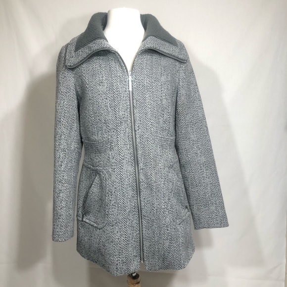 Kensie Jackets & Blazers - Kensie Tweed Coat with Knit Collar